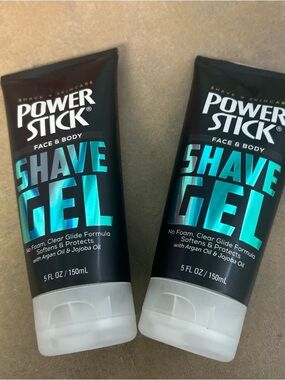 2 Power Stick Face &Body Shave Gel 5 oz W/ Argan Oil & Jojoba Oil SHIPS FAST